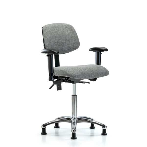 Chair, Fabric, Med Bench, Chr AA Glides, Gry, 6-Way Adjustable, 22" to 29" Height, Gray