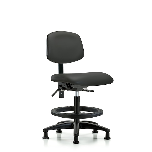 Chair, Vinyl, Med Bench, Tilt BF Glides, Gry, No Arms, 22" to 29" Height, Charcoal