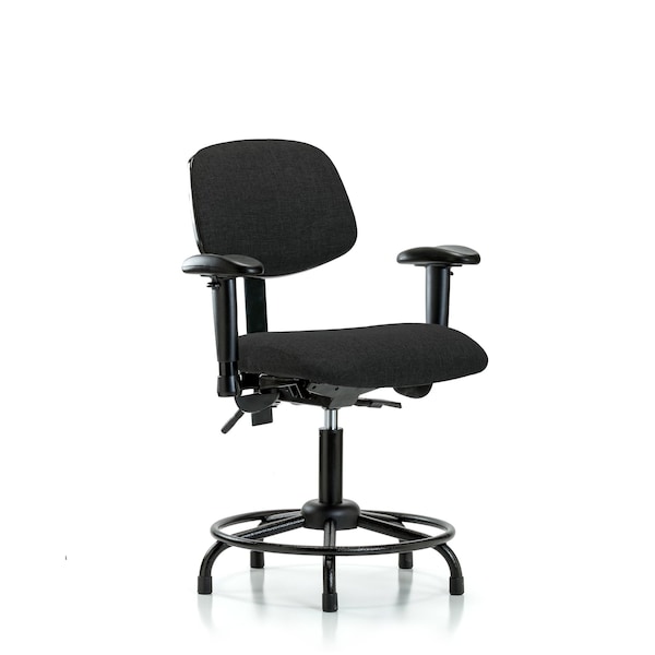 Desk Chair Desk Chair, Fabric, RT Tilt AA Glides, Blk, Adjustable Arms, 19" to 24" Height, Fabric