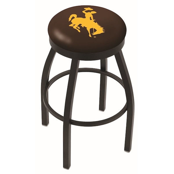 25" Blk Wrinkle Wyoming Swivel Bar Stool, Accent Ring