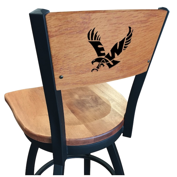 25" Blk Wrinkle Eastern Washington Swivel Bar Stool, Engraved Back