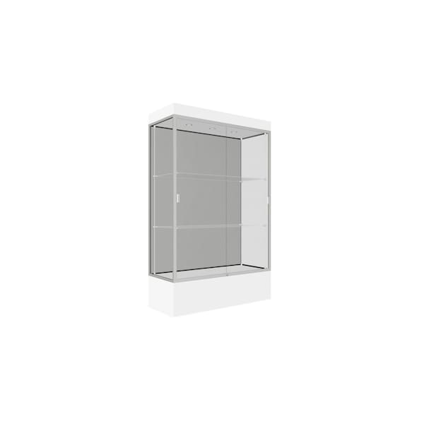 Lighted Floor Display Case 48x76x20, 12" Base, Satin