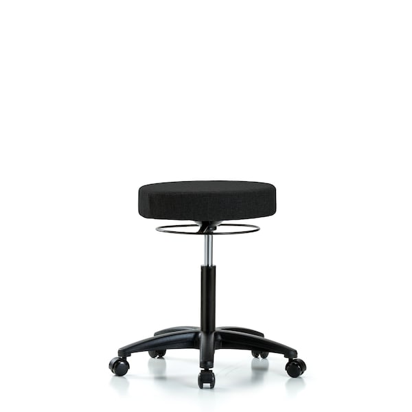 Bench Stool, Med, Fabric, Casters, Blk