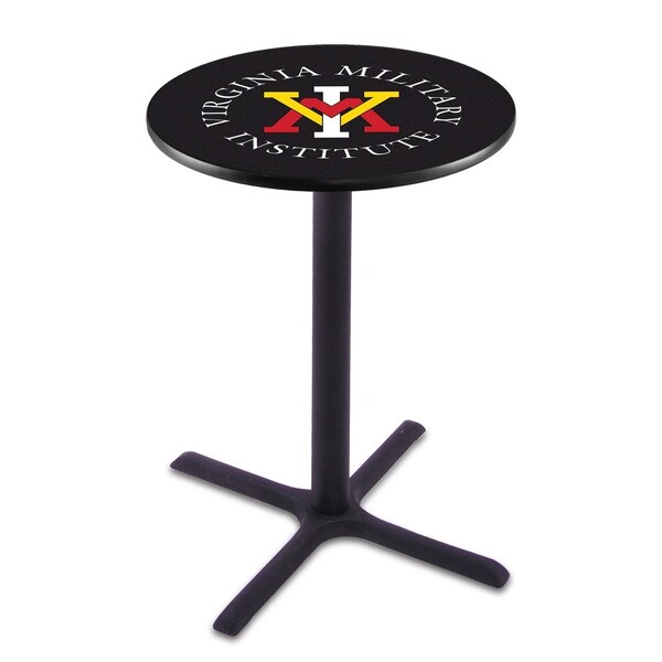 42" Blk Wrinkle Virginia Military Institute Pub Table, 36" dia. Top