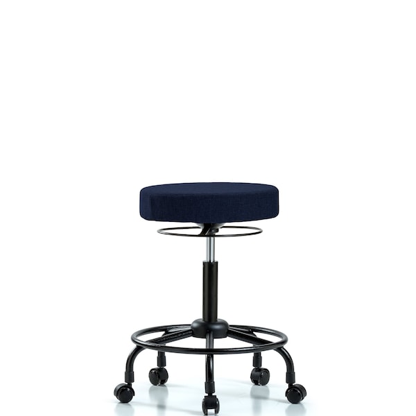 Bench Stool, Med, Fabric, RT, Casters, Nav