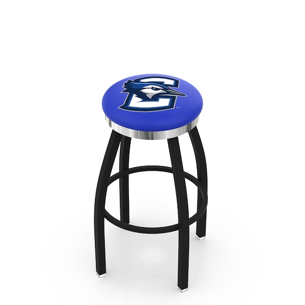25" Blk Wrinkle Creighton Swivel Bar Stool, Chrome Ring