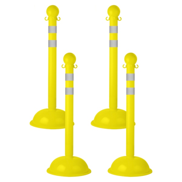 Yellow Reflective Heavy Duty Stanchion (4-Pack)