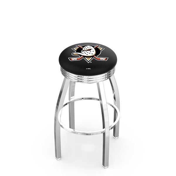 25" Chrome Anaheim Ducks Swivel Bar Stool, Accent Ring