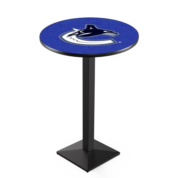 42" Blk Wrinkle Vancouver Canucks Pub Table, 36" dia. Top