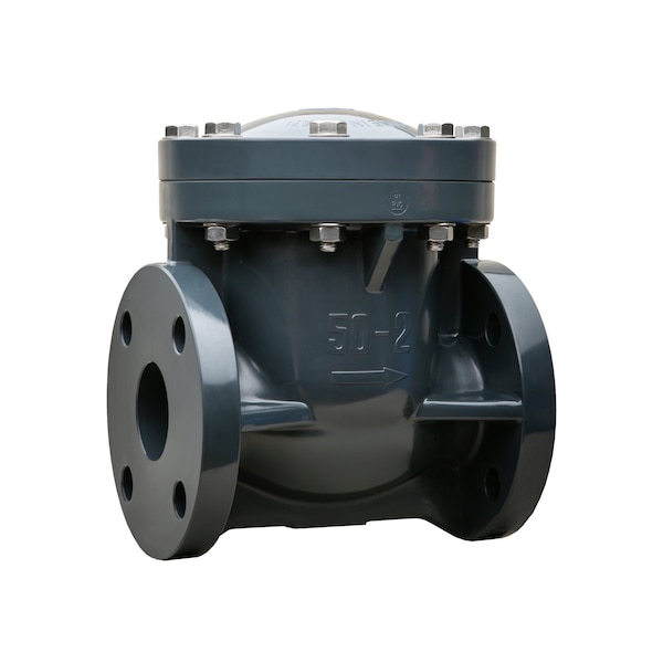 1-1/2" Flanged PVC Swing Check Valve, Length: 7.09"