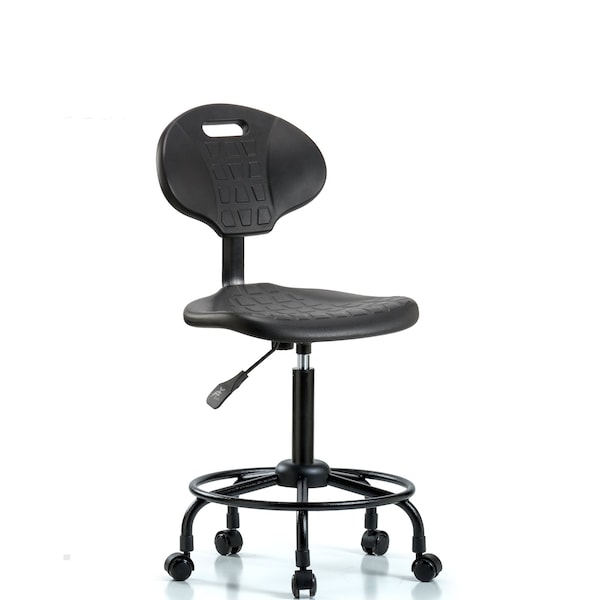 Erie Med Bench Chair, RT, Casters, No Arms, 24" to 31-1/2" Height, Black; Blue