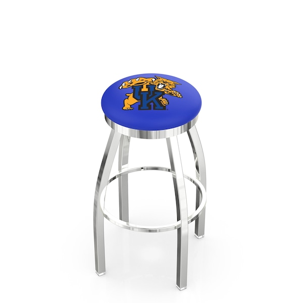 25" Chrome Kentucky "Wildcat" Swivel Bar Stool, Accent Ring