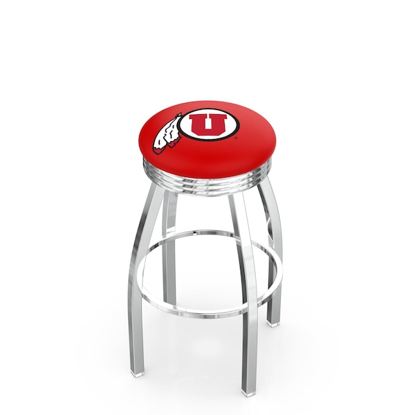 25" Chrome Utah Swivel Bar Stool, Accent Ring