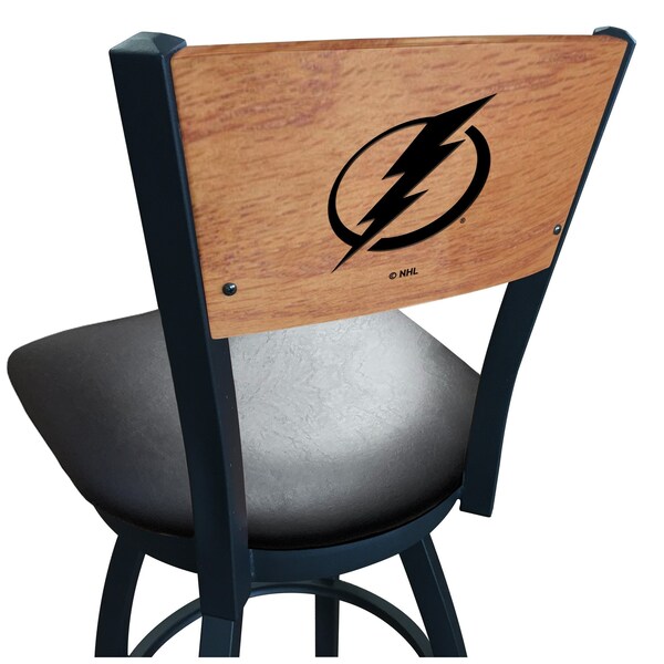 25" Blk Wrinkle Tampa Bay Lightning Swivel Bar Stool, Engraved Back