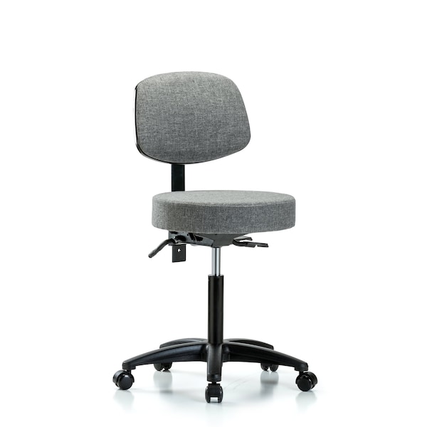 Bench Stool, Med, Fab, Bk, Tilt, Cast, Gry