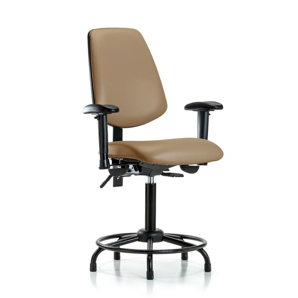 Medium Bench Chair Adjustable Arms, 22" to 29" Height, Vinyl, Taupe