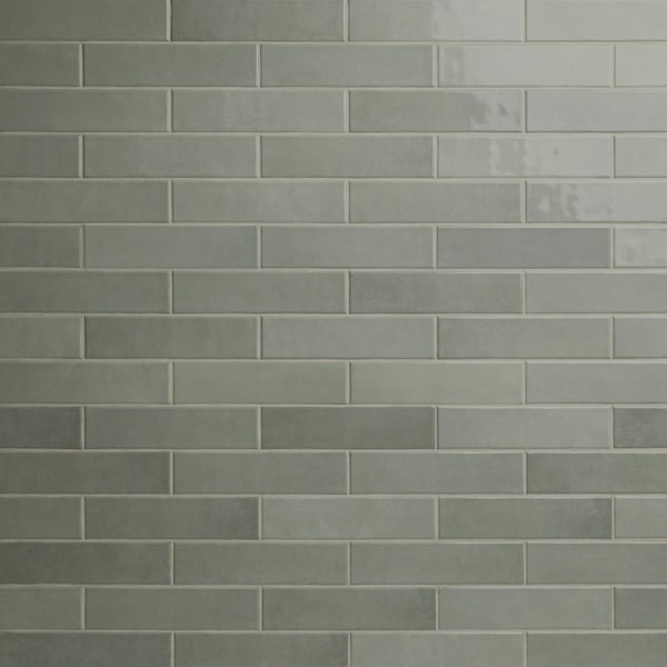 Renzo Jade 3" X 12" Glossy Ceramic Green Wall Tile, PK22