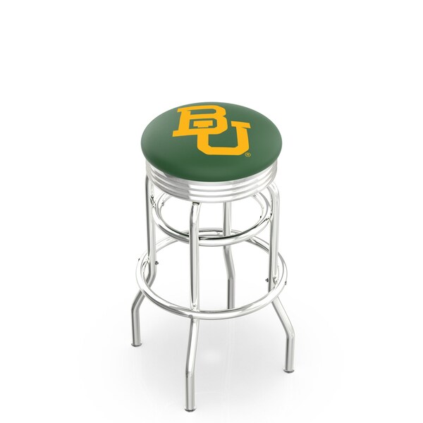 25" Chrome 2-Ring Baylor Swivel Bar Stool, Accent Ring