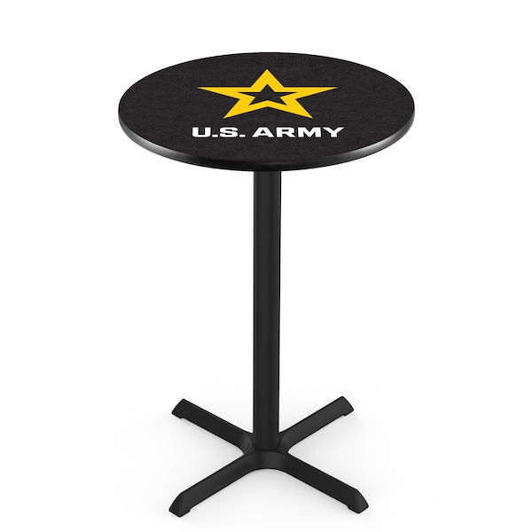 42" Blk Wrinkle U.S. Army Pub Table, 36" dia. Top