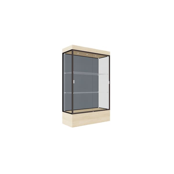 Lighted Floor Display Case 48x76x20, 12" Base, Bronze