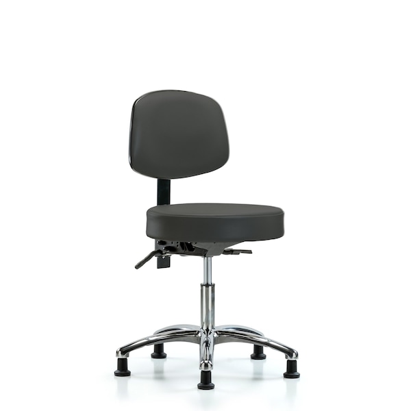 Desk Stool, Vin, Bk, Chrome, Tilt Glides, Gry