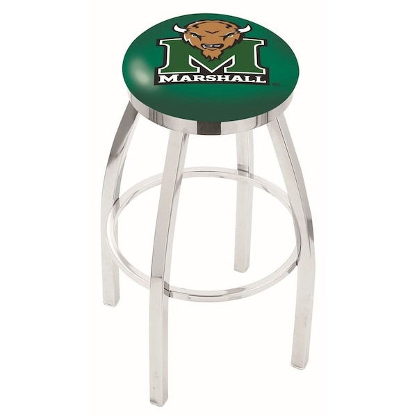 25" Chrome Marshall Swivel Bar Stool, Accent Ring