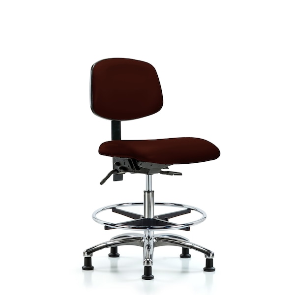 Chair, Vinyl, Med Bench, Chr CF Glides, Burg, No Arms, 22" to 29" Height, Burgundy