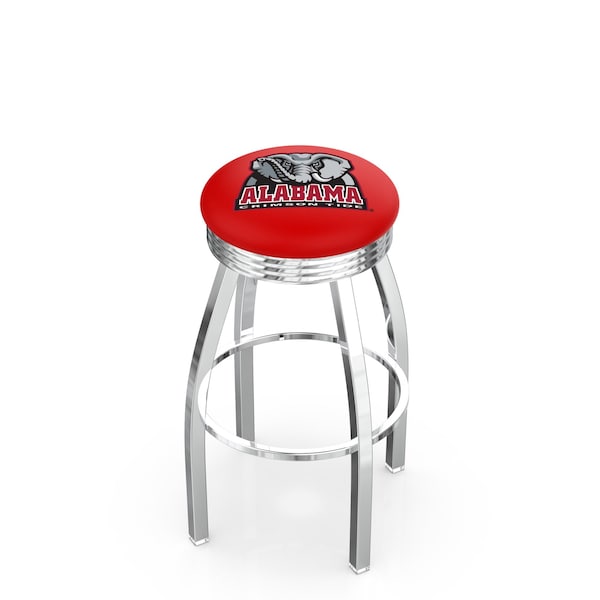 25" Chrome Alabama Swivel Bar Stool, Accent Ring