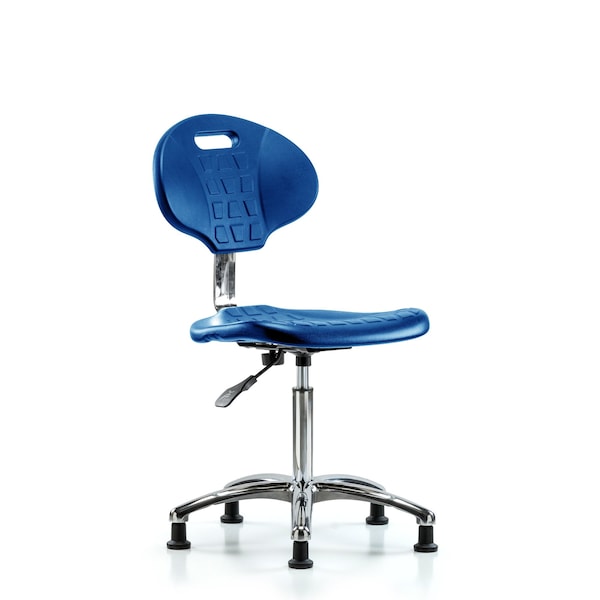 Erie Poly Clean Room Chair, Med Bench, Glides, Blue