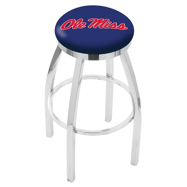 25" Chrome Ole' Miss Swivel Bar Stool, Accent Ring