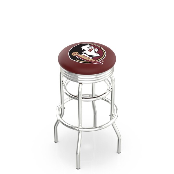 25" Chrome 2-Ring Florida State Head Swivel Bar Stool, Accent Ring