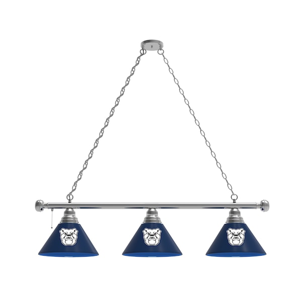 Butler University 3 Shade Billiard Light, Chrome Fixture
