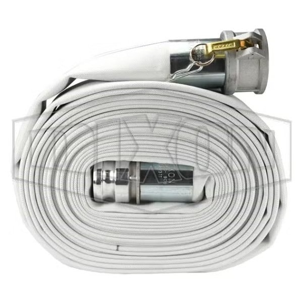 Single Jacket Mill Hose, 4 in, 25 ft L, 112 psi Working, Aluminum, Domestic
