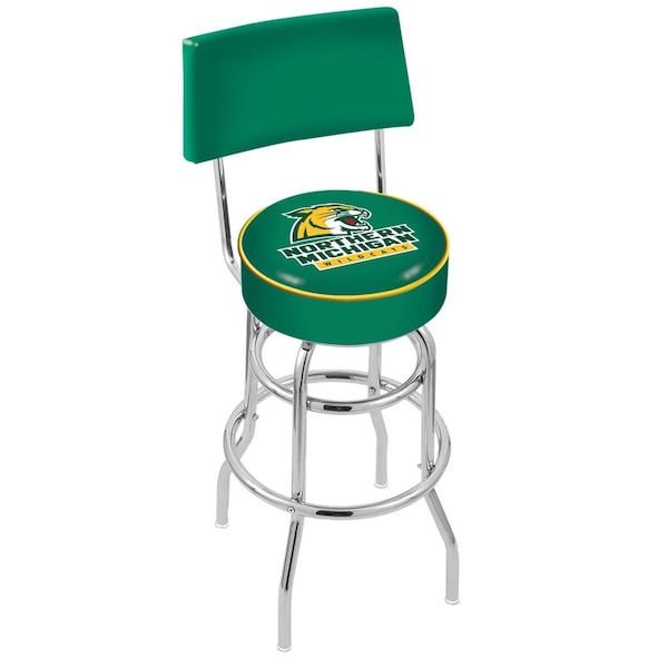 25" Chrome 2-Ring Northern Michigan Swivel Bar Stool, Back