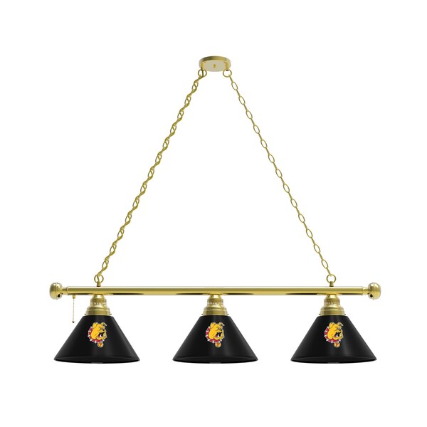 Ferris State 3 Shade Billiard Light, Brass Fixture