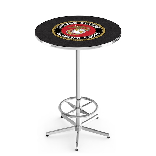 42" Chrome U.S. Marines Pub Table, 36" dia. Top