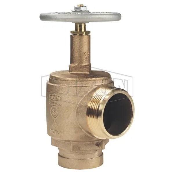 Angle Hose Valve, 2-1/2 in, Groove x Male NST NH, Cast Brass, Domestic