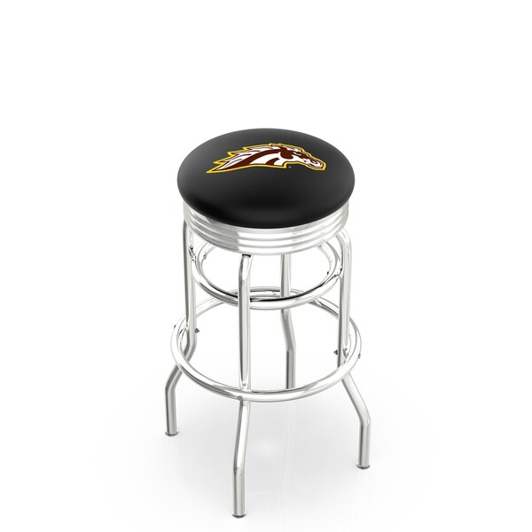 25" Chrome 2-Ring Western Michigan Swivel Bar Stool, Accent Ring
