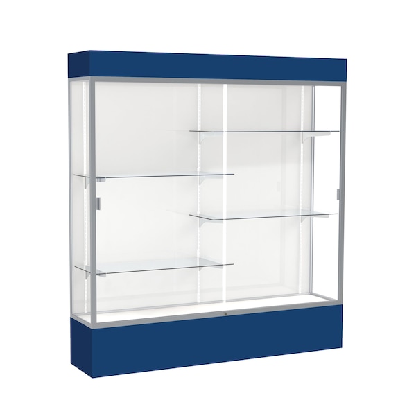 Lighted Floor Display Case 72x80x16, White, Satin