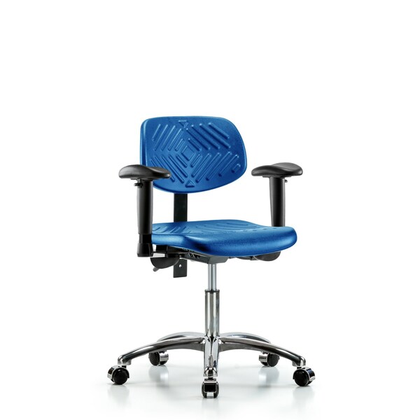 Poly Chair Chrome, Desk, Tilt, Arms, Casters, Blue