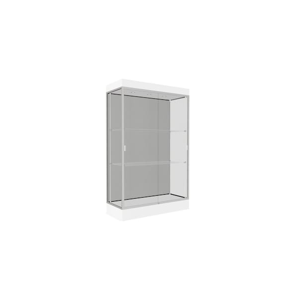 Lighted Floor Display Case 48x76x20, 6" Base, Satin