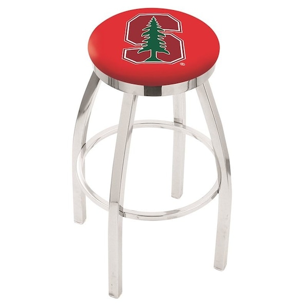 25" Chrome Stanford Swivel Bar Stool, Accent Ring