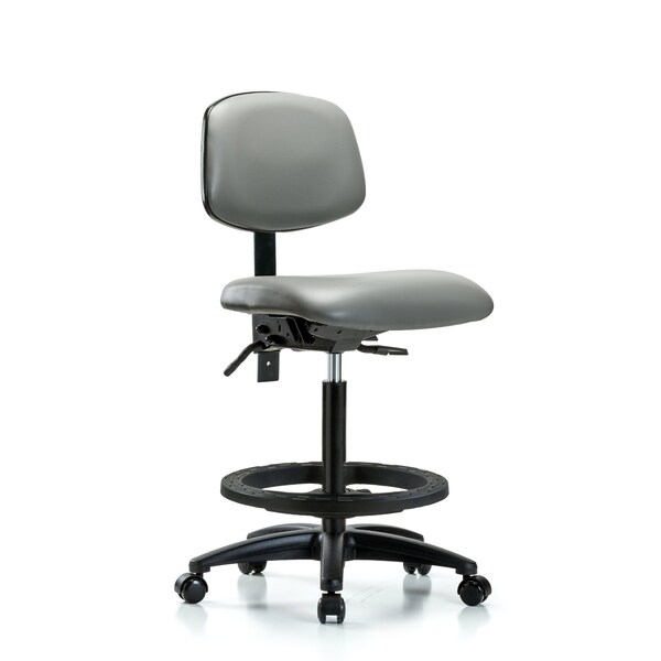 Vinyl Chair, High Bench, Tilt, Foot Ring, Casters, Sterling