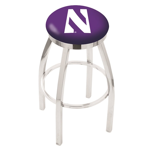 25" Chrome Northwestern Swivel Bar Stool, Accent Ring