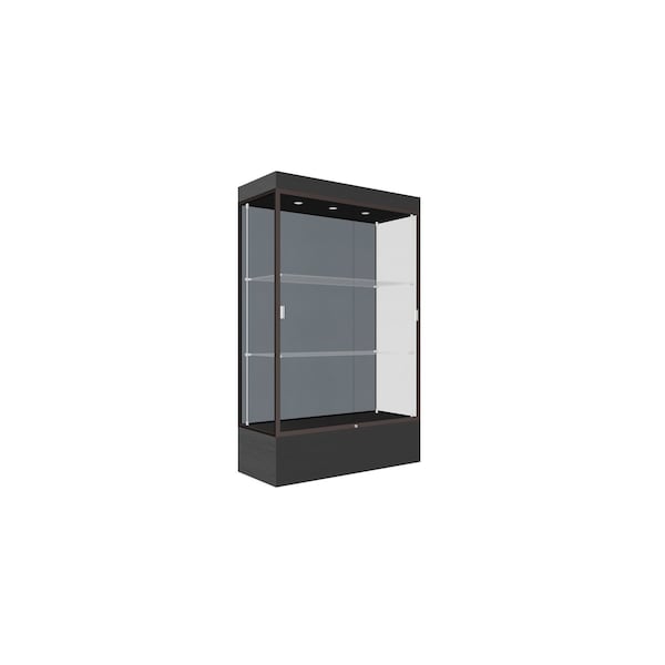 Lighted Floor Display Case 48x76x20, 12" Base, Bronze