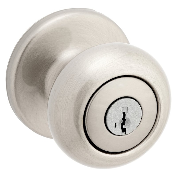 Keyed Entry Knob, Brass, Satin Nickel
