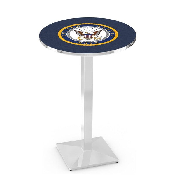 42" Chrome U.S. Navy Pub Table, 36" dia. Top