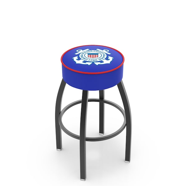 25" U.S. Coast Guard Cushion Seat, Blk Wrinkle Base Swivel Bar Stool