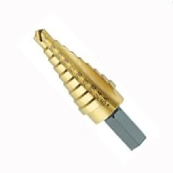 Unibit Step Drill Bit, 14 to 34 in Dia, 212 in OAL, 1Flute, 38 in Dia Shank, Hex Shank