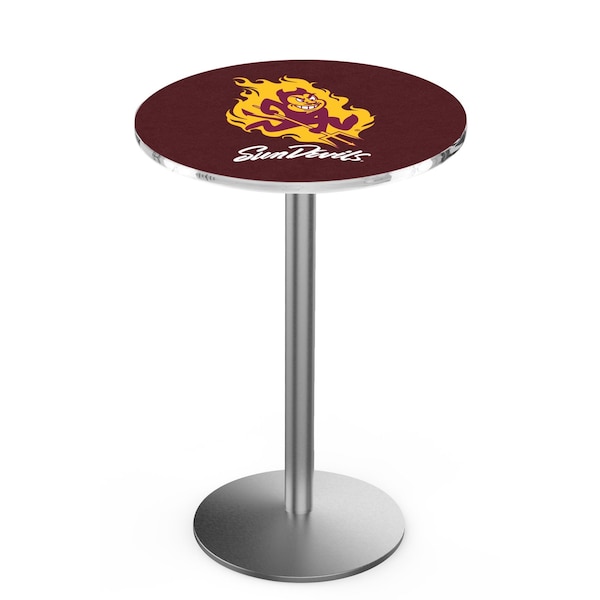 36" Stainless Steel Arizona State Pub Table, Sparky Logo, 36" dia. Top